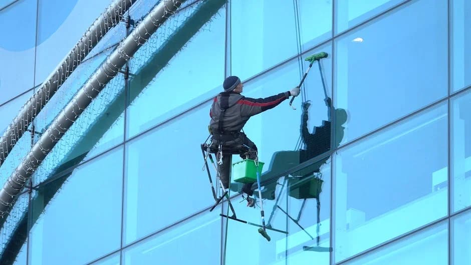 Professional cleaning crew maintaining a commercial facility
