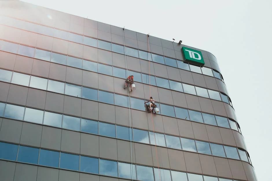 Healthcare facility windows being professionally cleaned by certified technicians