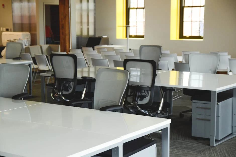 Small commercial office space being professionally cleaned