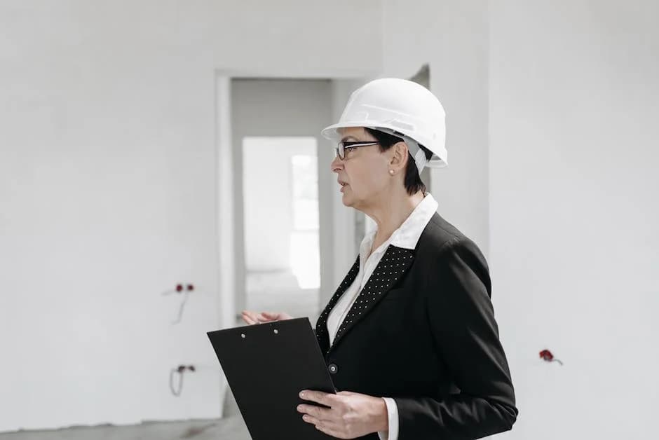 Facility manager conducting a porter service inspection in a commercial building