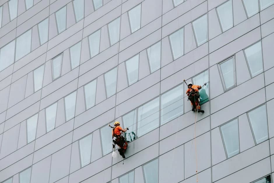 Professional cleaning team performing a systematic deep clean of a commercial building